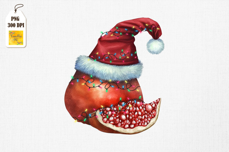 watercolor-christmas-pomegranate