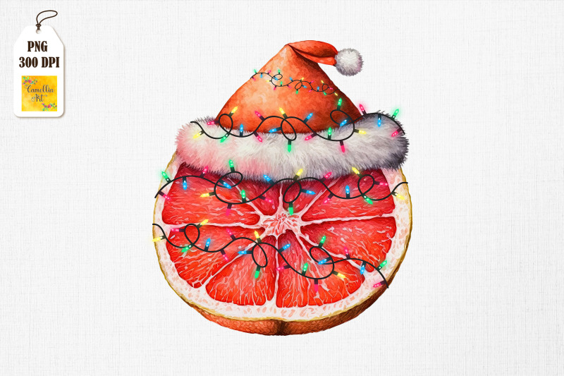 watercolor-christmas-orange-santa-hat-2