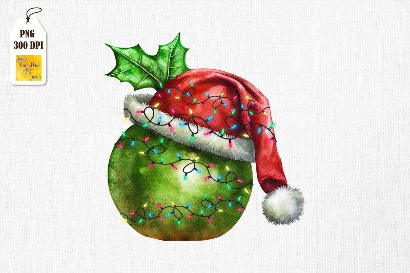 watercolor-christmas-green-apple