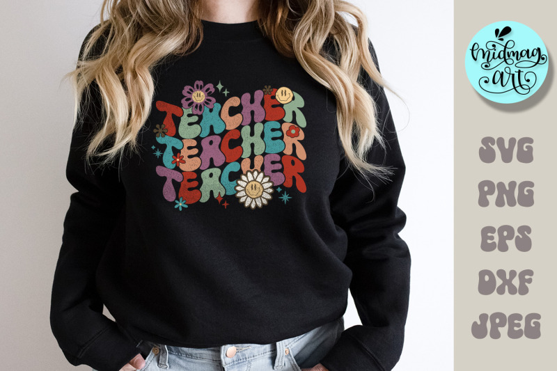 Groovy teacher png, groovy teacher sublimation, groovy teacher svg, By ...