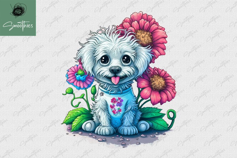 puppy-with-flower-poodle-dog