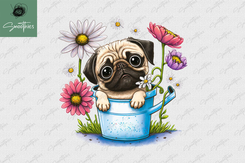 puppy-with-flower-pug-dog