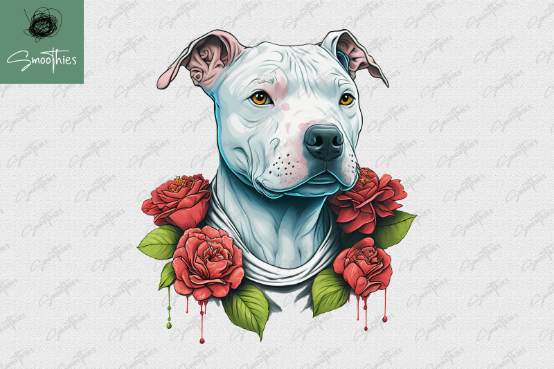 puppy-with-flower-pitbull-dog