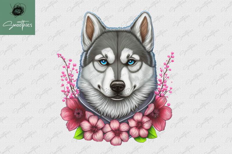 puppy-with-flower-alaska-dog