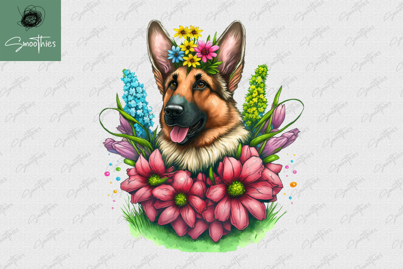 puppy-with-flower-german-shepherd-dog