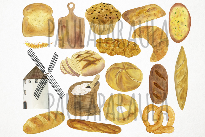 watercolor-bread-clipart-nakery-clipart-bread-graphics