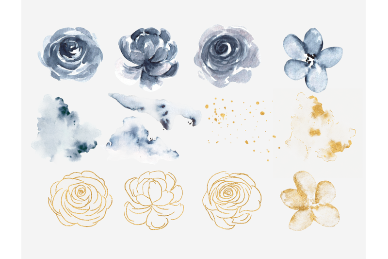 indigo-amp-gold-rose-flower-collection