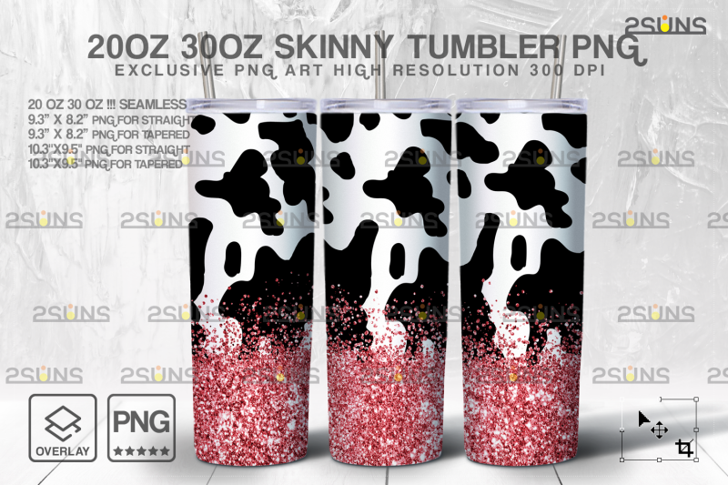 20oz-cowhide-pink-glitter-skinny-tumbler-seamless-design