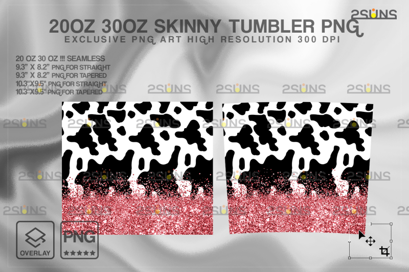 20oz-cowhide-pink-glitter-skinny-tumbler-seamless-design
