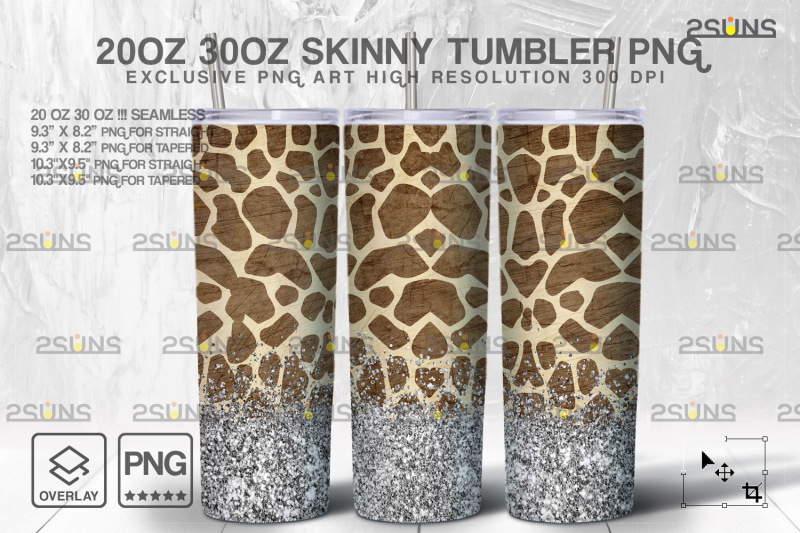 20oz-glitter-silver-giraffe-skinny-tumbler-seamless-digital-design