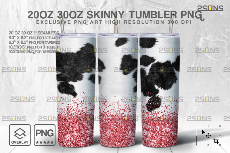 20oz-cowhide-pink-glitter-skinny-tumbler-seamless-design