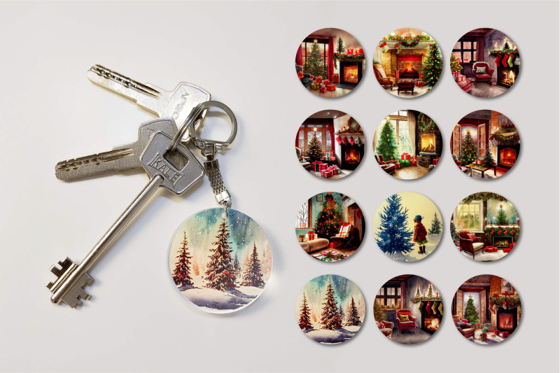 christmas-keychain-sublimation-bundle-round-keychain-designs