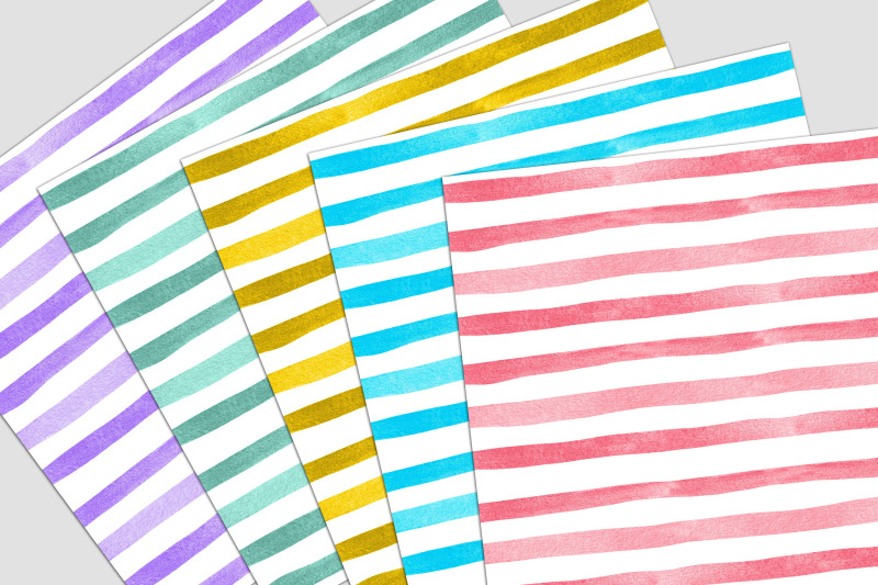 watercolor-stripes-digital-paper-pack