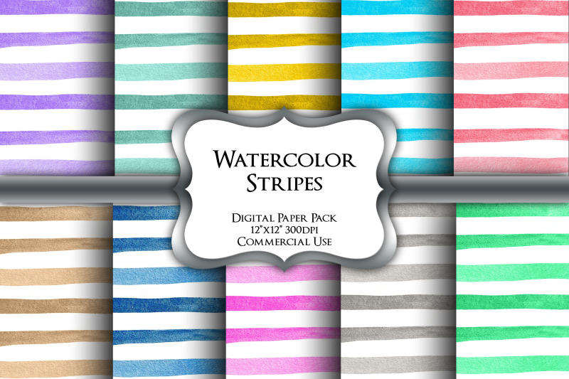 watercolor-stripes-digital-paper-pack