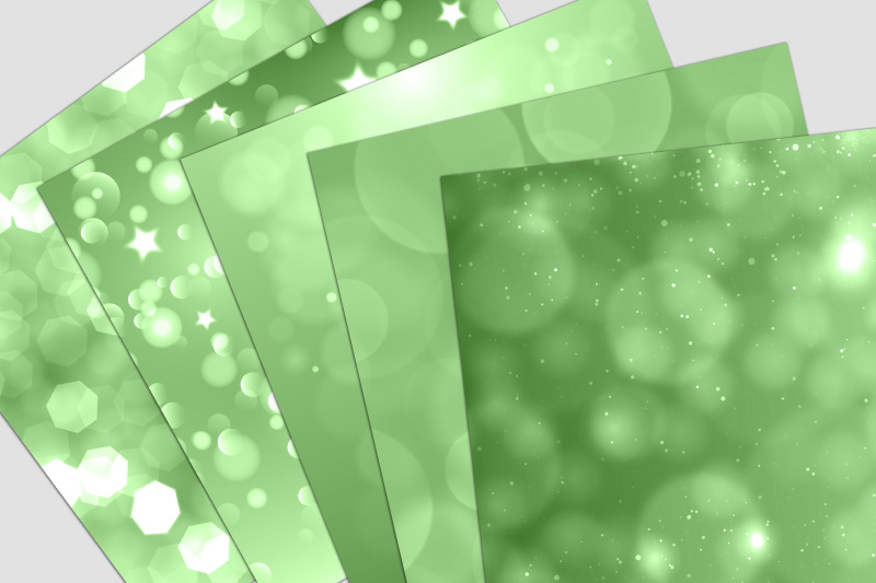 green-bokeh-digital-paper-pack