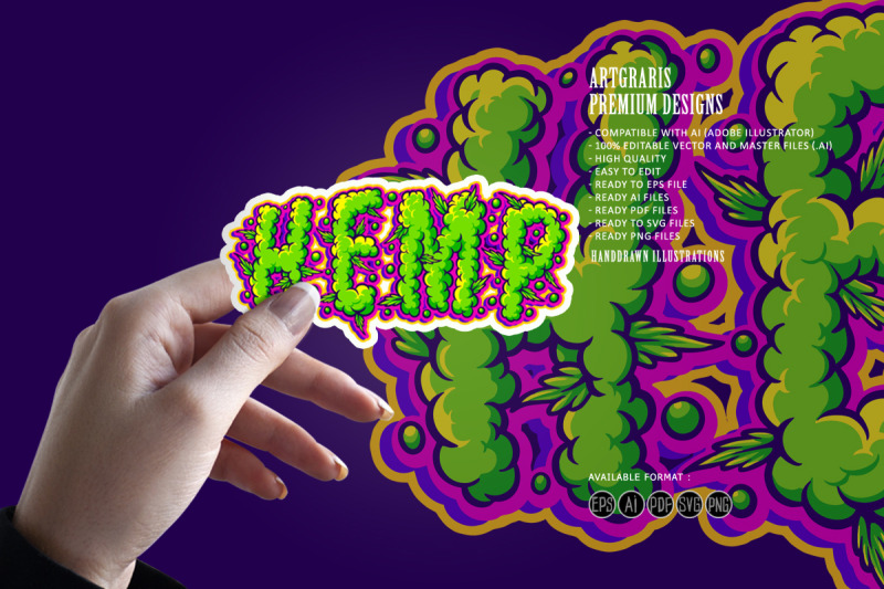 hemp-smoke-effect-hand-lettering-svg