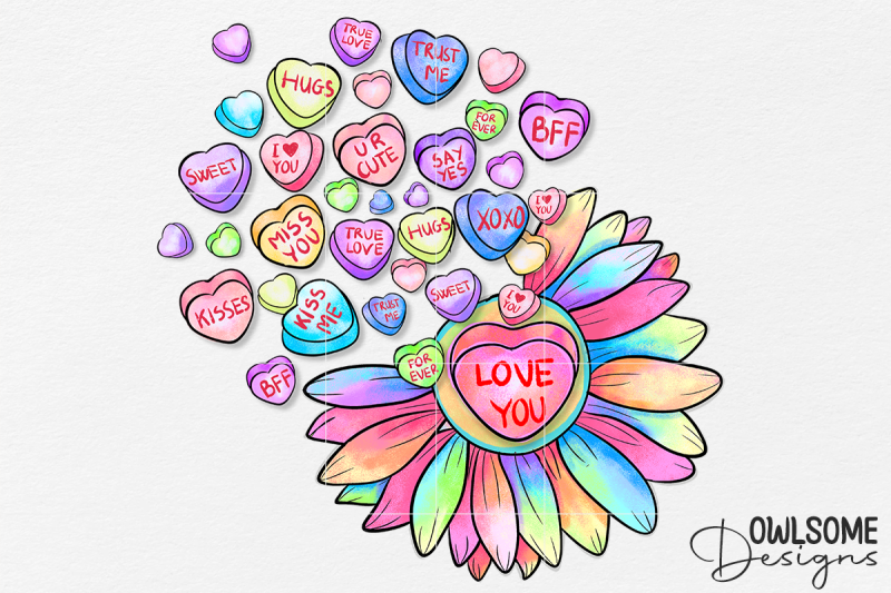 sunflower-candy-valentine-love-png-design