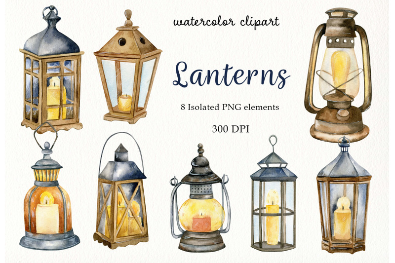 watercolor-rustic-lanterns-clipart-christmas-lantern-decorations-png