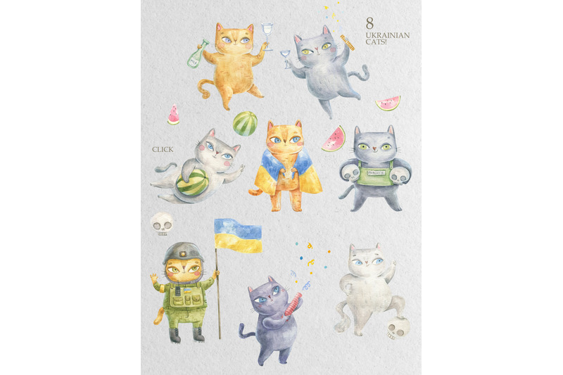 ukraine-cartoon-cats-victory-set