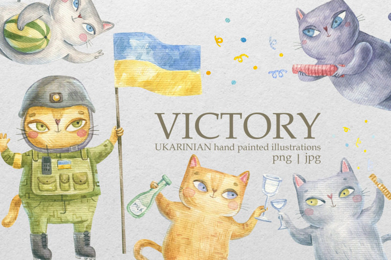ukraine-cartoon-cats-victory-set