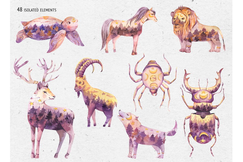 watercolor-totem-animals