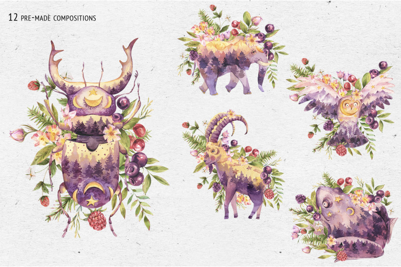 watercolor-totem-animals