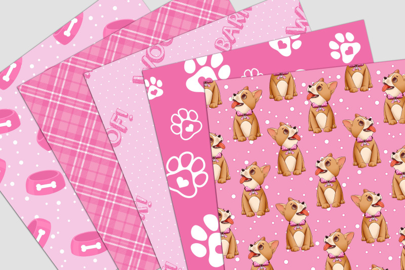 cute-pink-puppies-digital-paper-pack