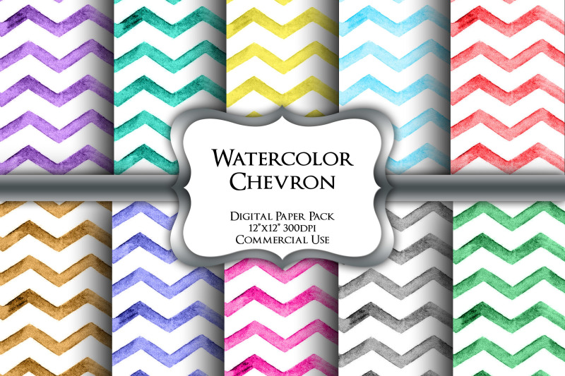 watercolor-chevron-digital-paper-pack