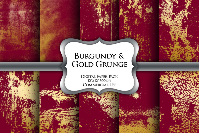 burgundy-amp-gold-grunge-digital-papers