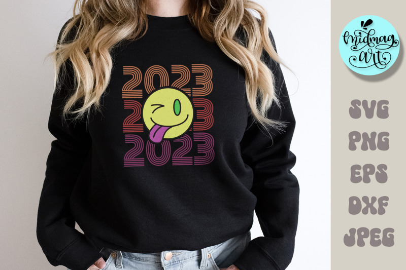 groovy-smiley-2023-svg-2023-sublimation-new-year-cut-file