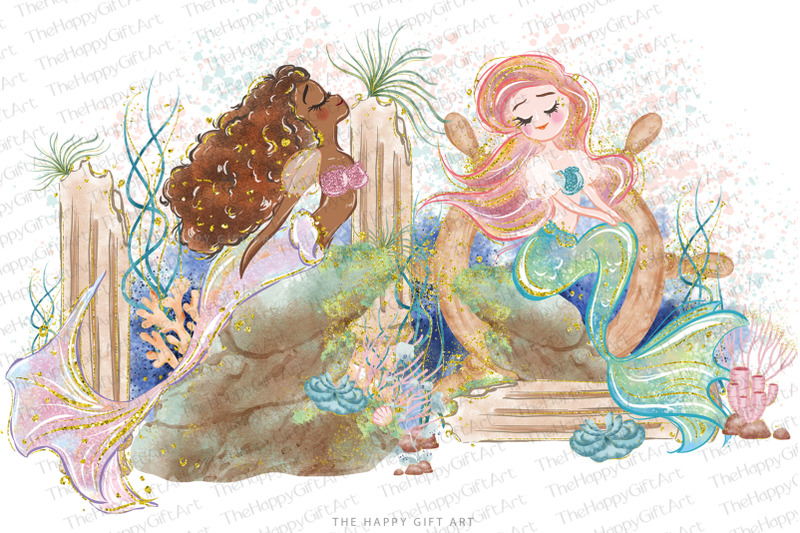 mermaid-watercolor-illustrations
