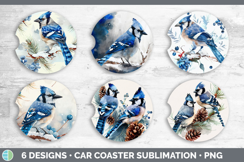 winter-blue-jay-car-coaster-sublimation-designs