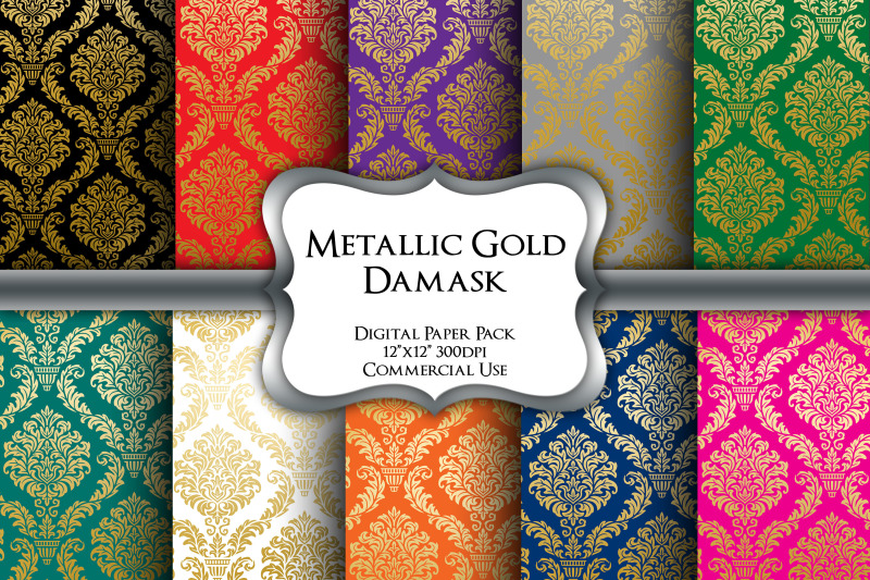 metallic-gold-damask-digital-paper-pack