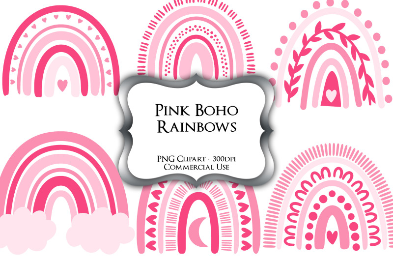 pink-boho-rainbows-png-clipart-graphics