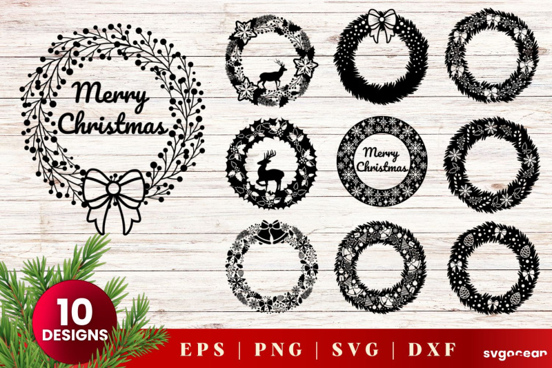 christmas-wreath-svg-bundle-christmas-silhouettes-cut-files