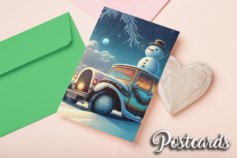 christmas-vintage-cars-backgrounds-set