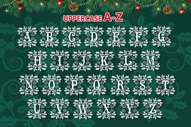 christmas-holly-alphabet-monogram-svg-clipart-cut-files
