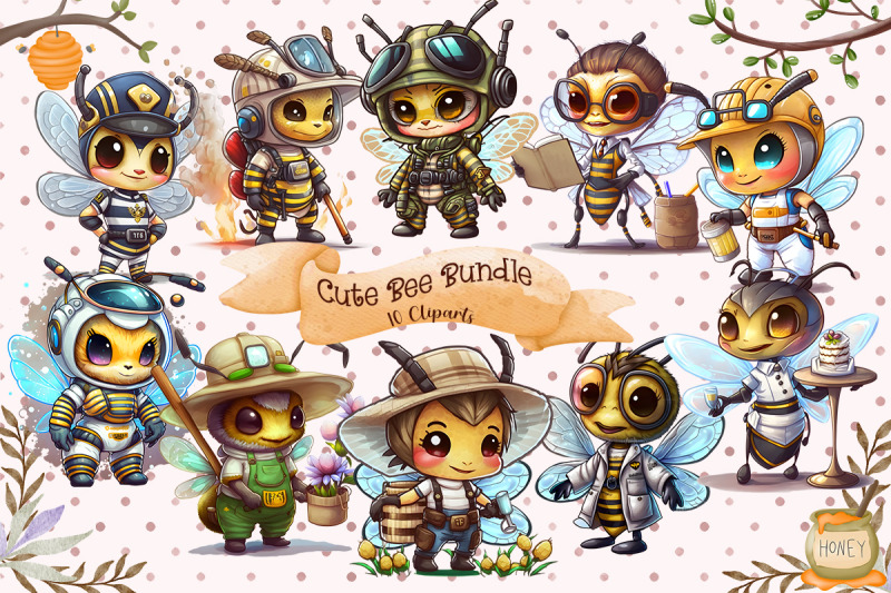 wonderful-cute-bee-cliparts-bundle