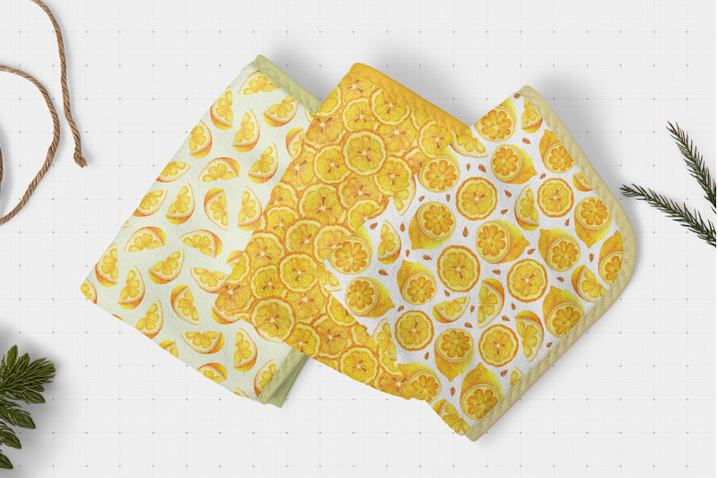 lemon-seamless-patterns-set-watercolor-digital-paper