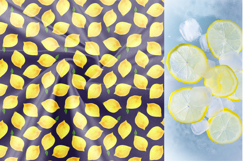 lemon-seamless-patterns-set-watercolor-digital-paper