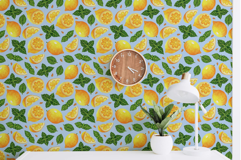 lemon-seamless-patterns-set-watercolor-digital-paper