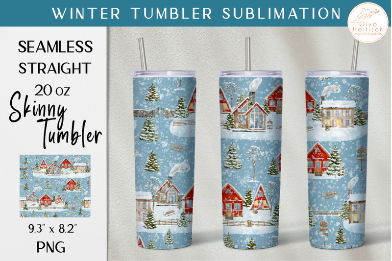 watercolor-snowy-house-tumbler-wrap-christmas-tumbler-sublimation
