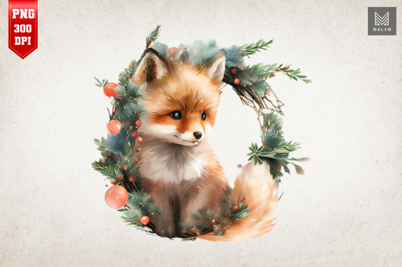 cute-fox-amp-spruce-branches-watercolor