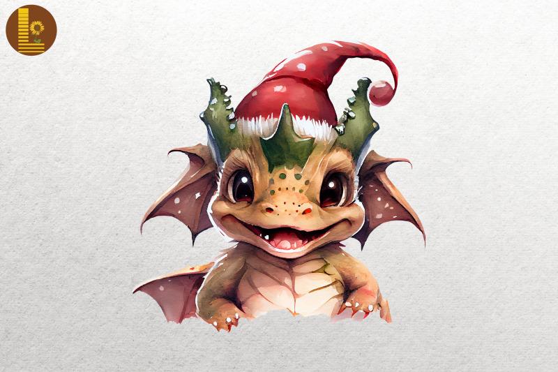 watercolor-cute-dragon-in-santa-hat-xmas