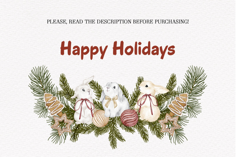 christmas-bunnies-clipart-toys-cookies-pine-branches-winter-holiday