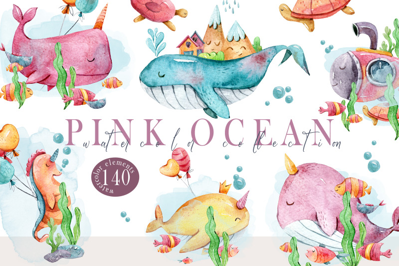 watercolor-ocean-animals-nursery-clipart-set-140-png-files