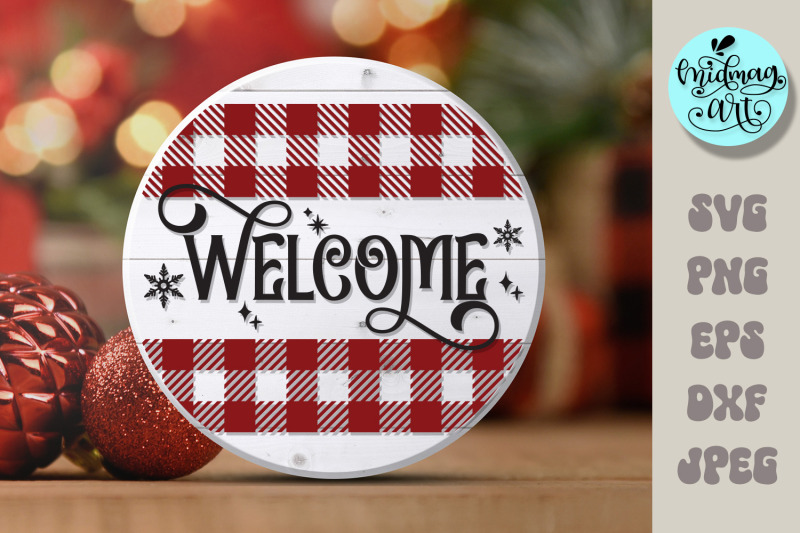 welcome-christmas-round-wood-sign-svg-christmas-outdoor-sign