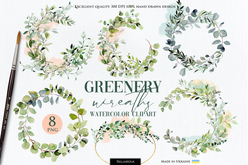 watercolor-greenery-wreaths
