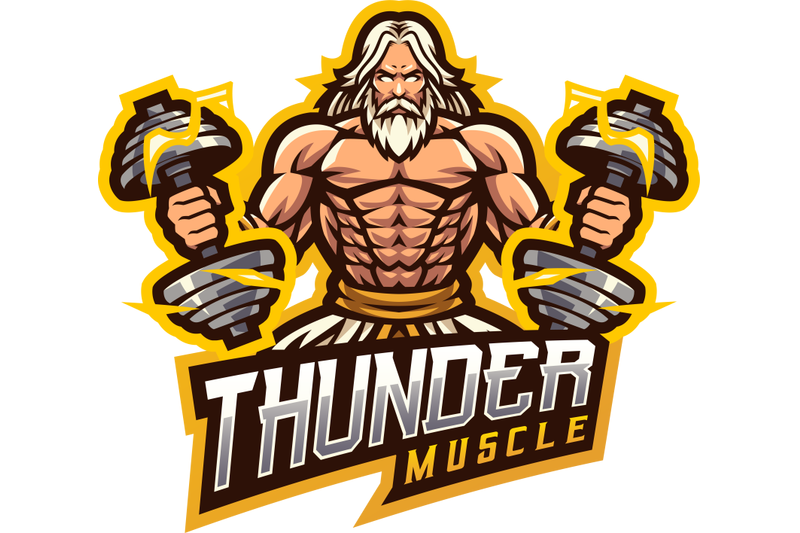 zeus-thunder-musle-mascot-logo