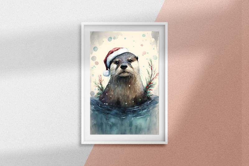 christmas-otter-nbsp-watercolor-background-bundle